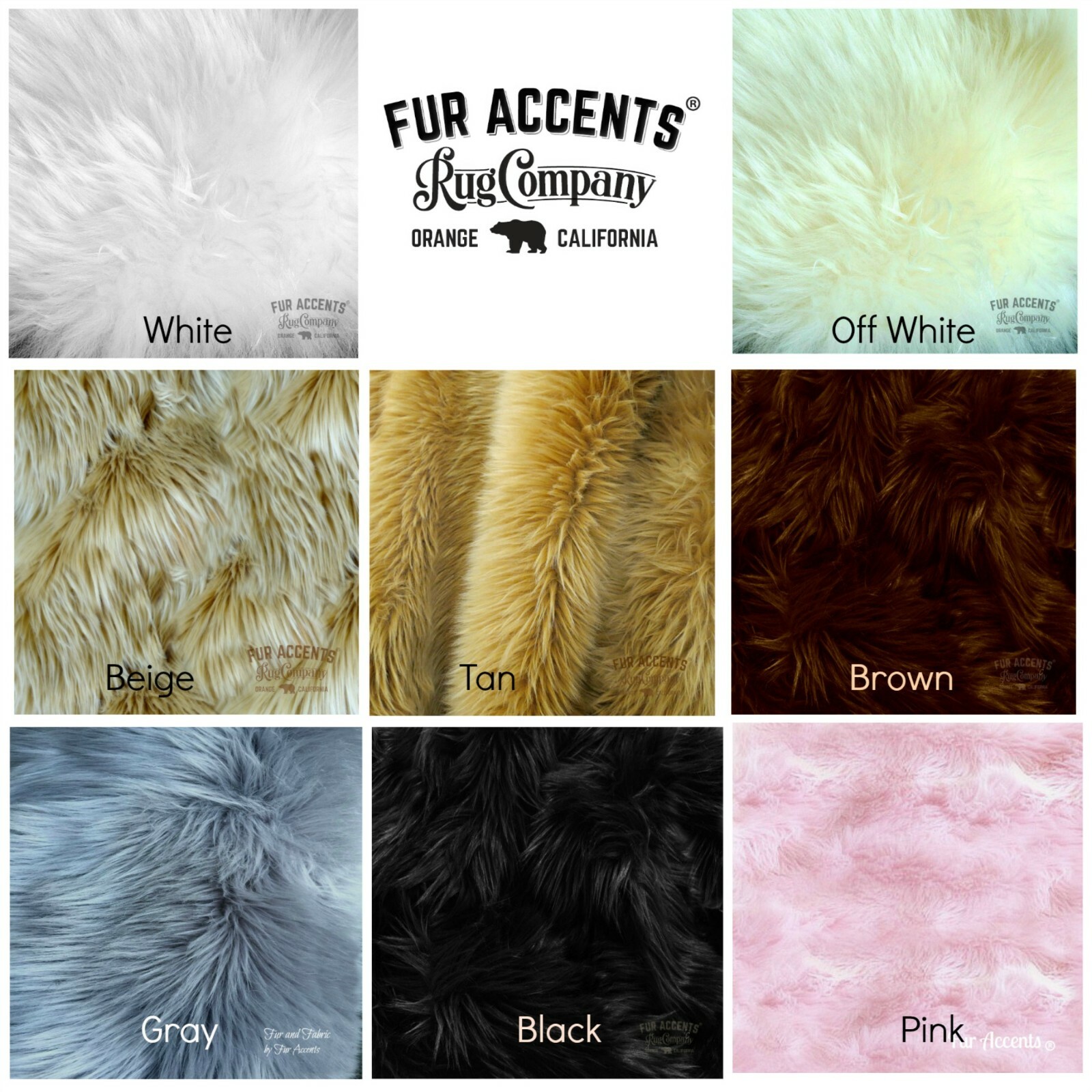Shag Faux Fur Area Rug, Quatro, Thick, Faux Flokati Sheepskin Pelt, Fleece, USA