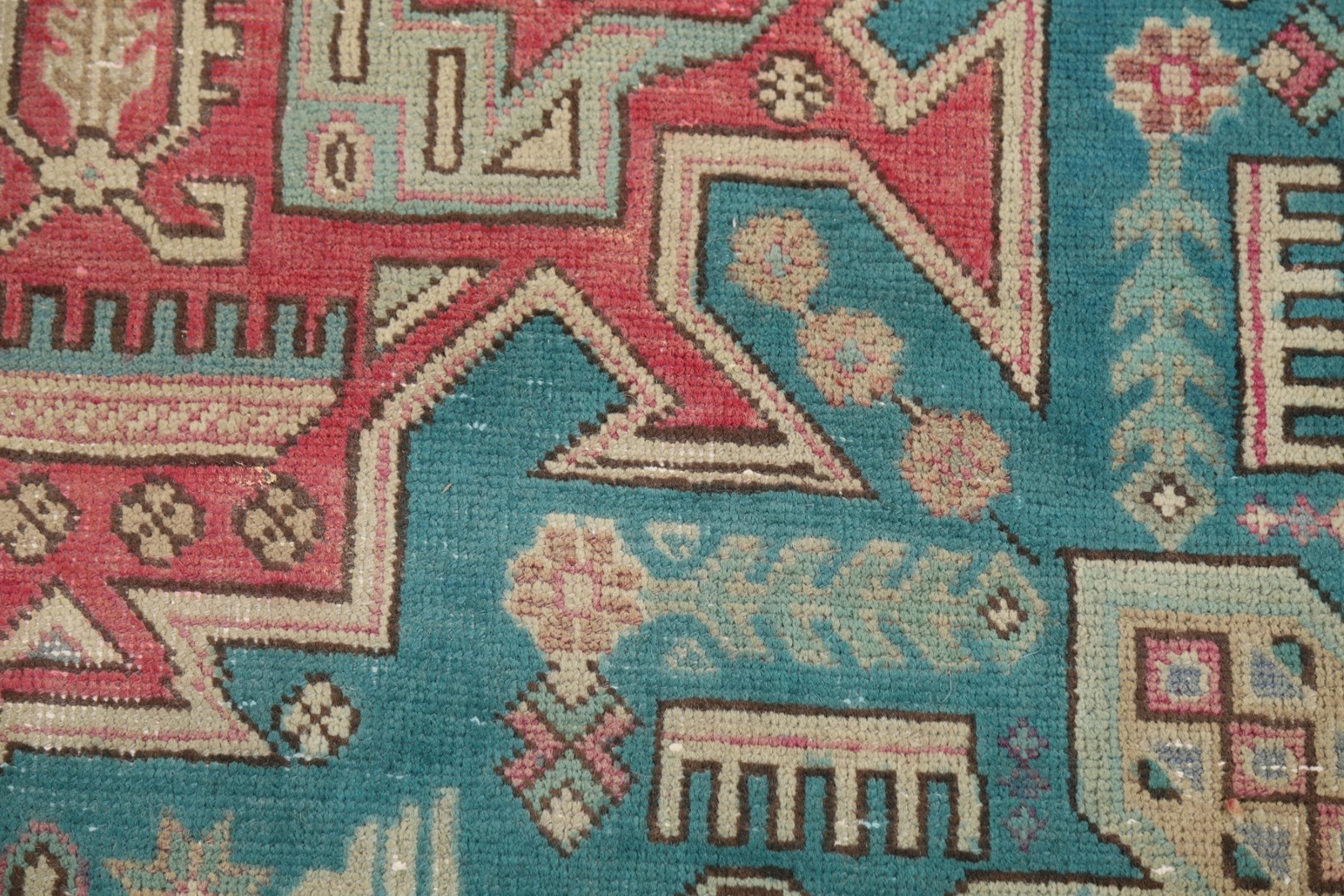 Pink Wool Geometric Tebriz Traditional Handmade Living Room Area Rug 7×10 Carpet