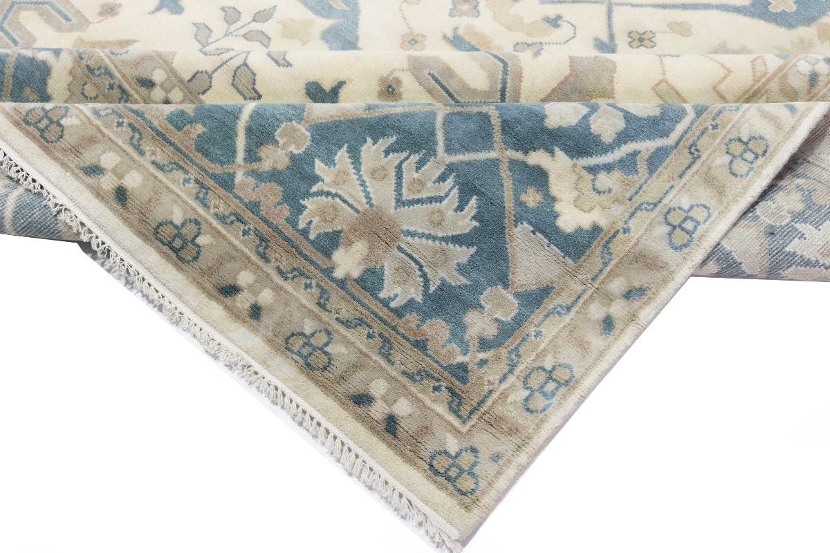 Hand-Knotted Floral Palatial Oushak Rug Oversized Oriental Decor Carpet 12X18 ft