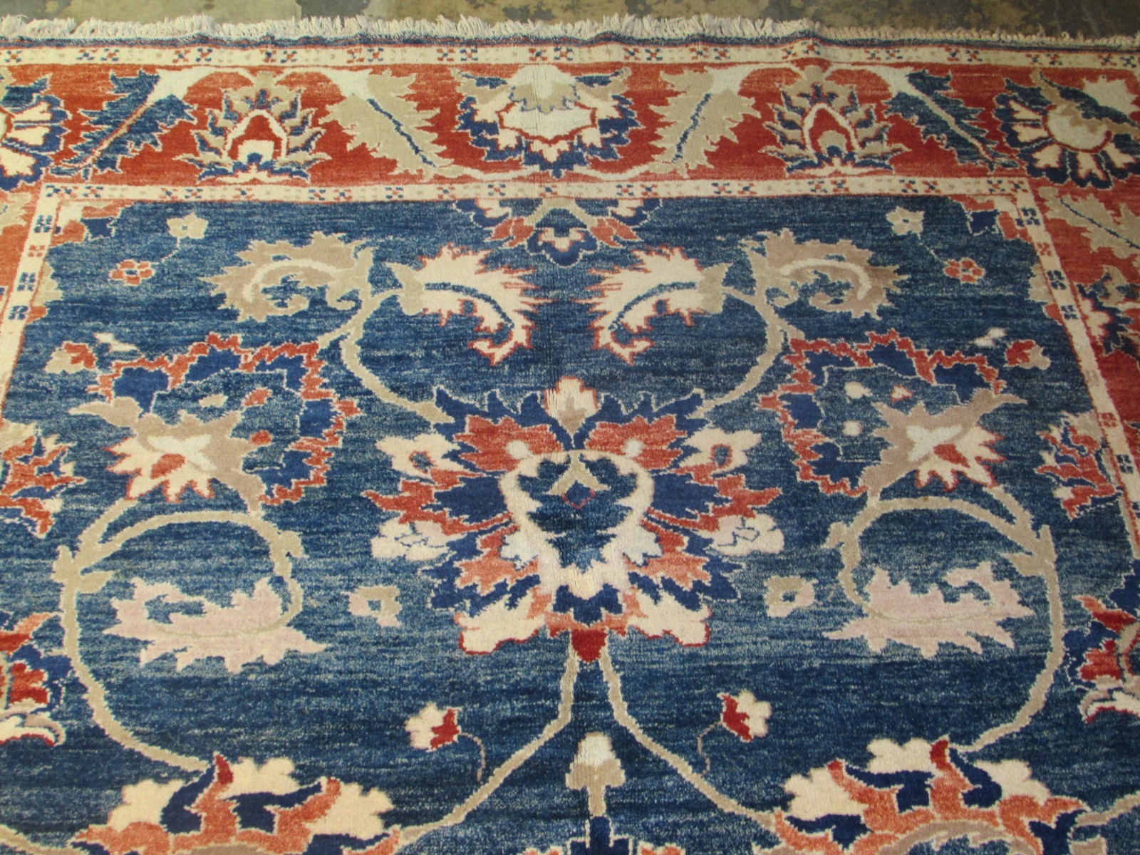 Turkish Azari Oushak Fine Hand Knotted Wool on Wool Oriental Are Rug 6’3 x 9’3