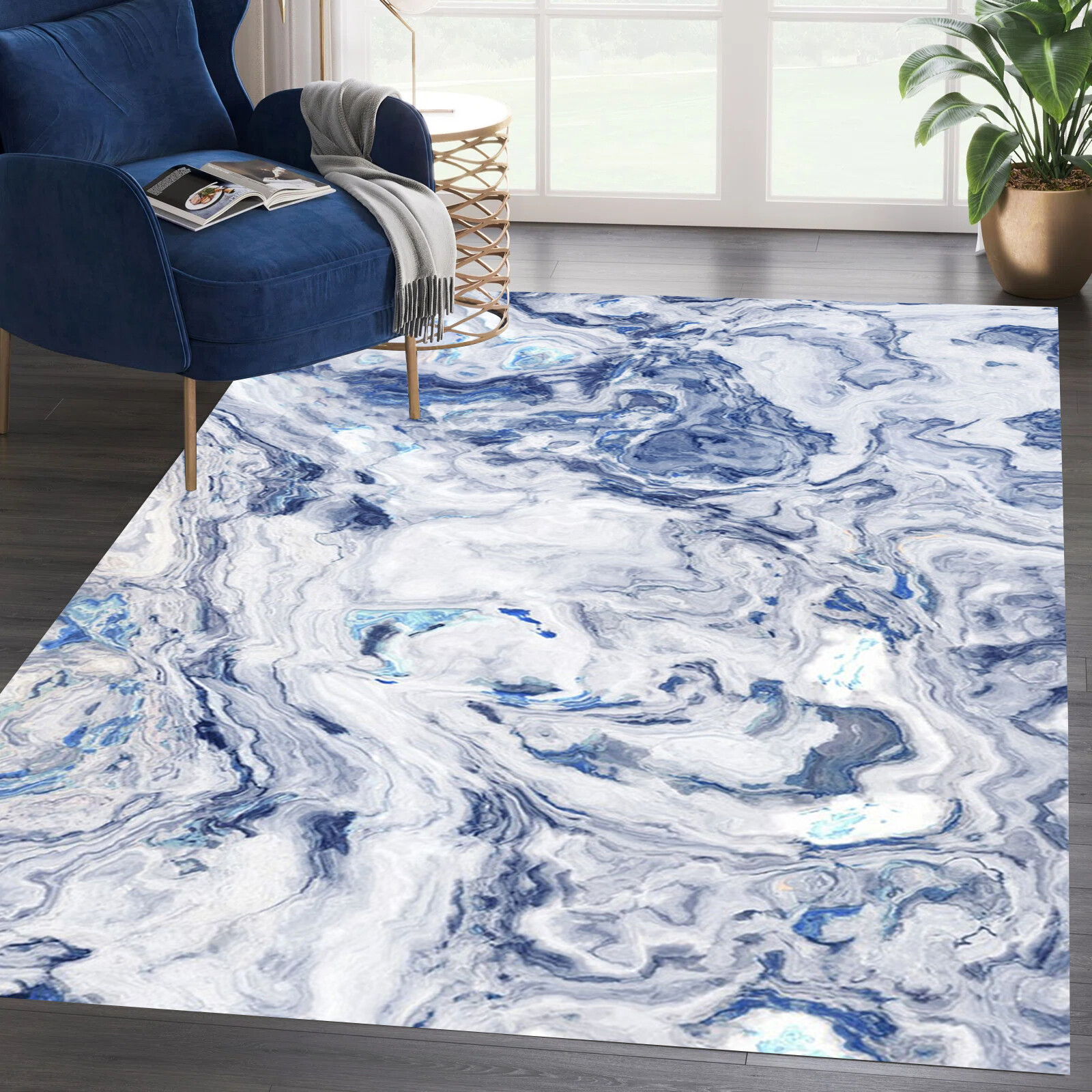 Luxury Abstract Marble Texture Area Rugs for Living Room Bedroom Dining Room