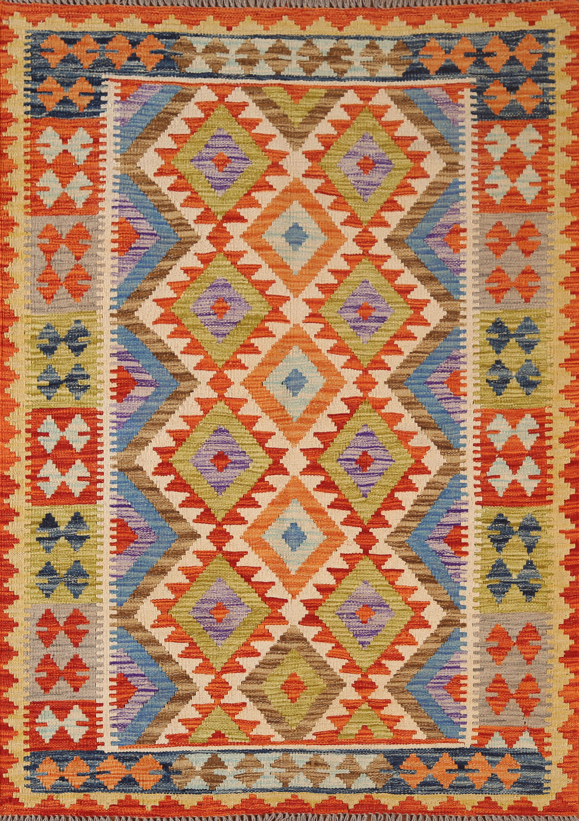 Dual-Sided Kilim Kelim Rugs Flatweave Wool Carpet 4×6 ft