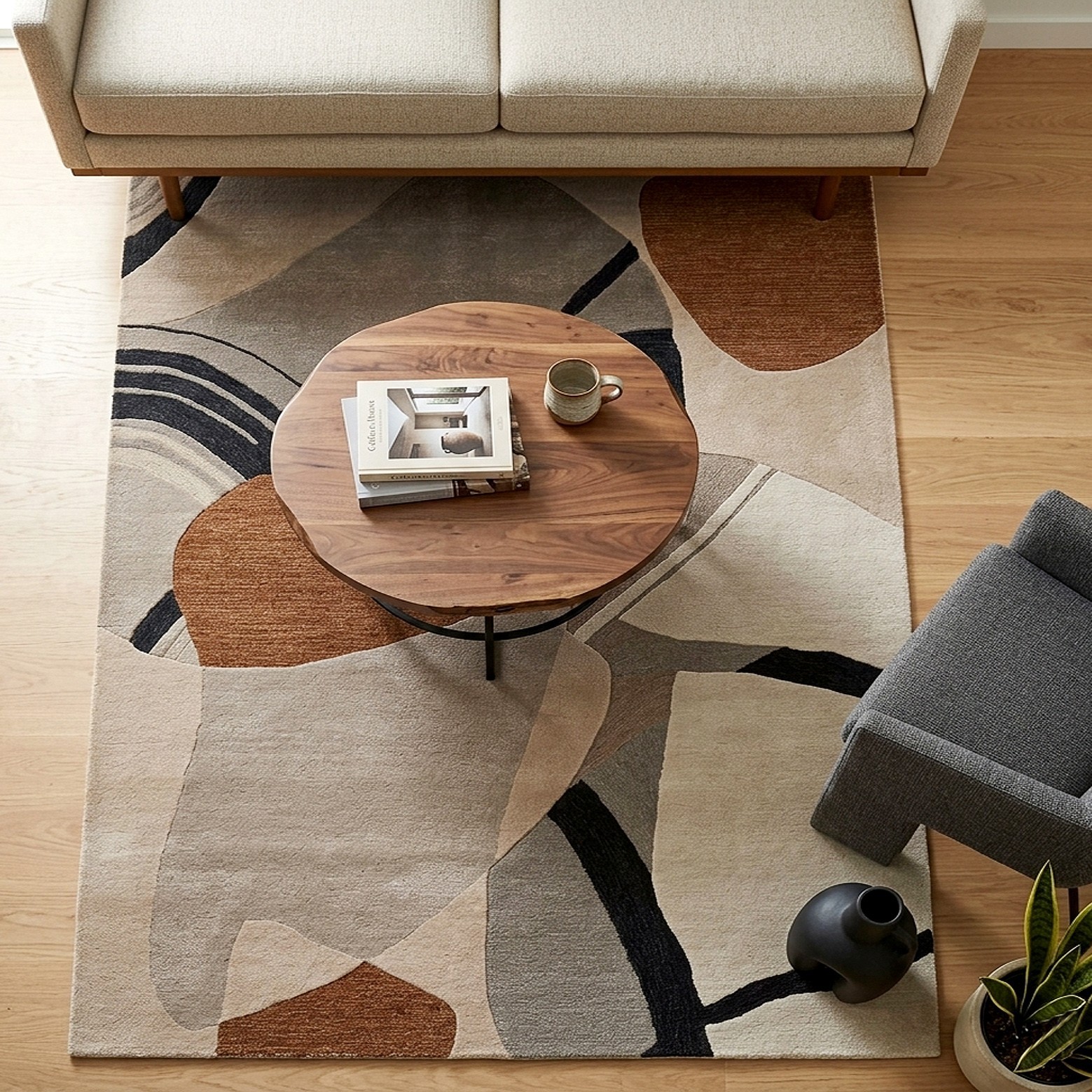 Modern Hand-Tufted Rug Cream 100% Wool 5×7 5×8 6×9 8×10 Area Rug for Living Room