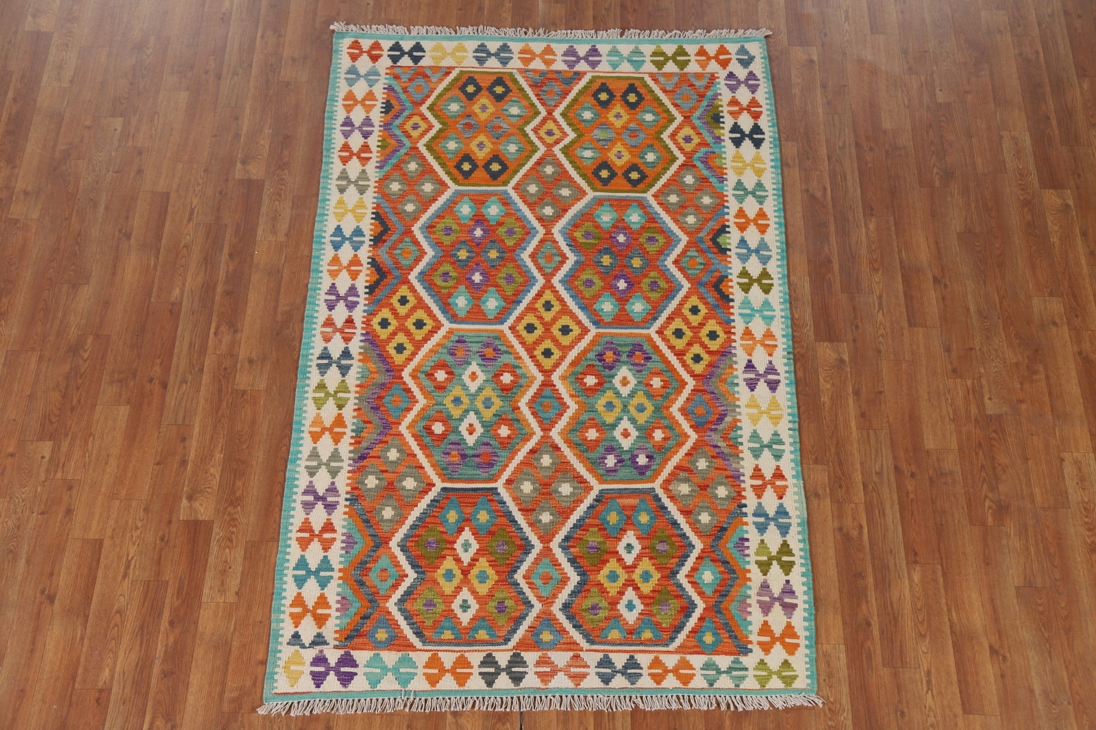Tribal Nomadic-inspired Reversible Kilim Kelim Flatweave Rugs 4×6 ft