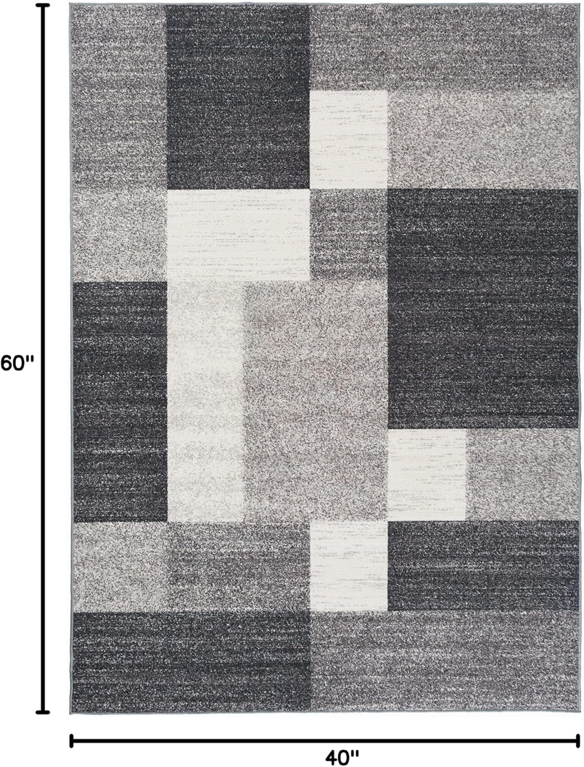 Modern Boxes Design Non-Slip Area Rug 3’3″ X 5′ Gray