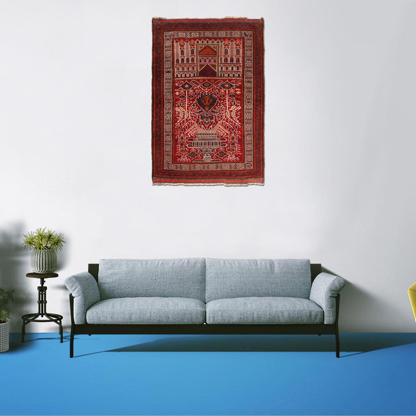 150x102cm Tribal Handmade Rugs Afghan Prayer Rug, 3’4×4’11 ft Wool Carpet W35910