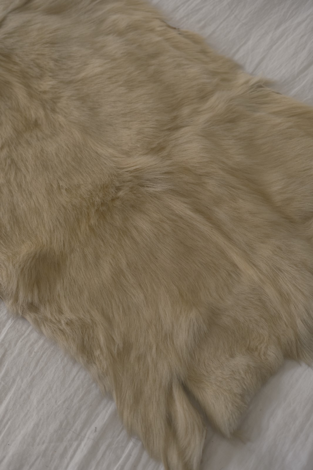 Gorgeous Real Vintage Mid-Century Mongolian Goatskin Fur Rug in Cream