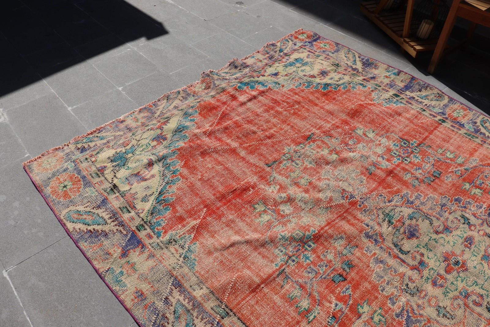 6,5×10,6 ft Turkish Rug, Vintage Large Rug, Red Moroccan Wool Rug