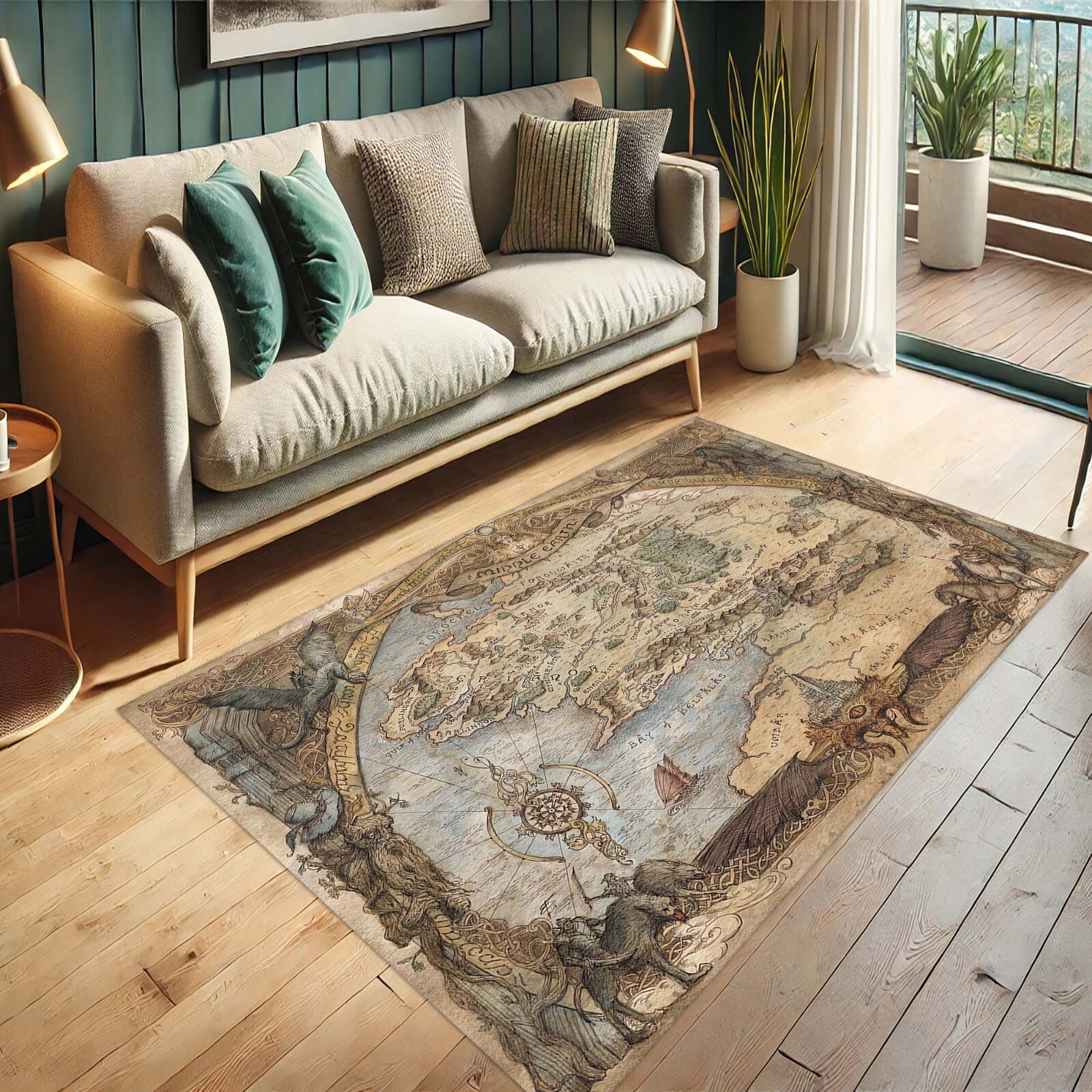 Middle Earth Map Rug, Lotr Unique Design, High-Quality Material, Perfect