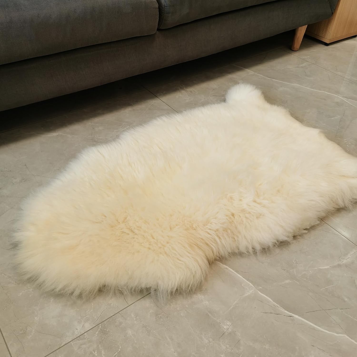 Genuine Australian Sheepskin Rug 2×3 Ft Natural White Lambskin Single Pelt NEW