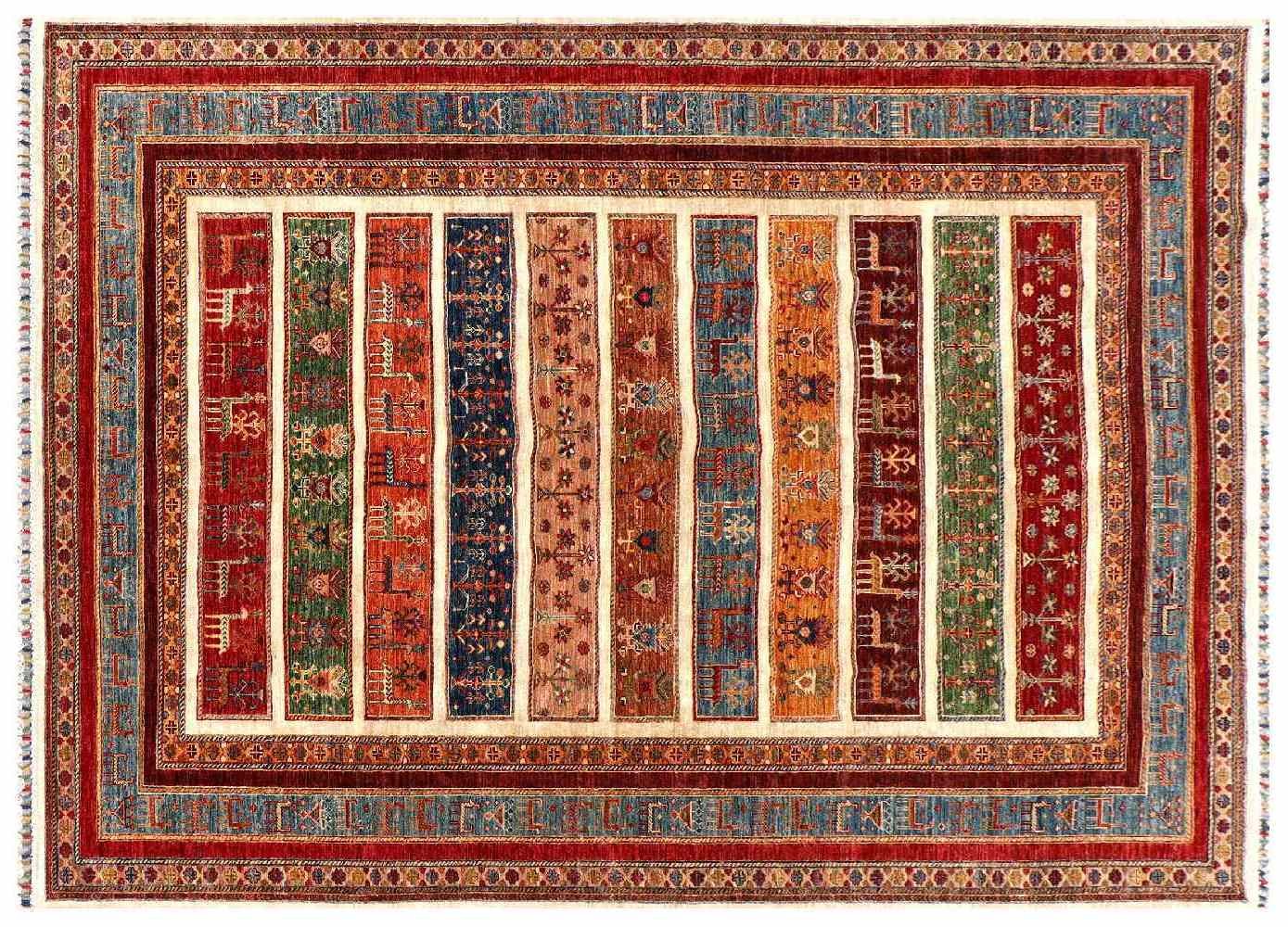 Afghan Ziegler Khorjin Ariana Carpet 200×300 Hand-knotted Red Striped