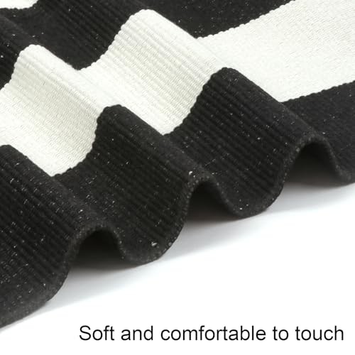 Collive Hand Woven Washable Striped Outdoor Rug 3′ x 5′ – Black and White