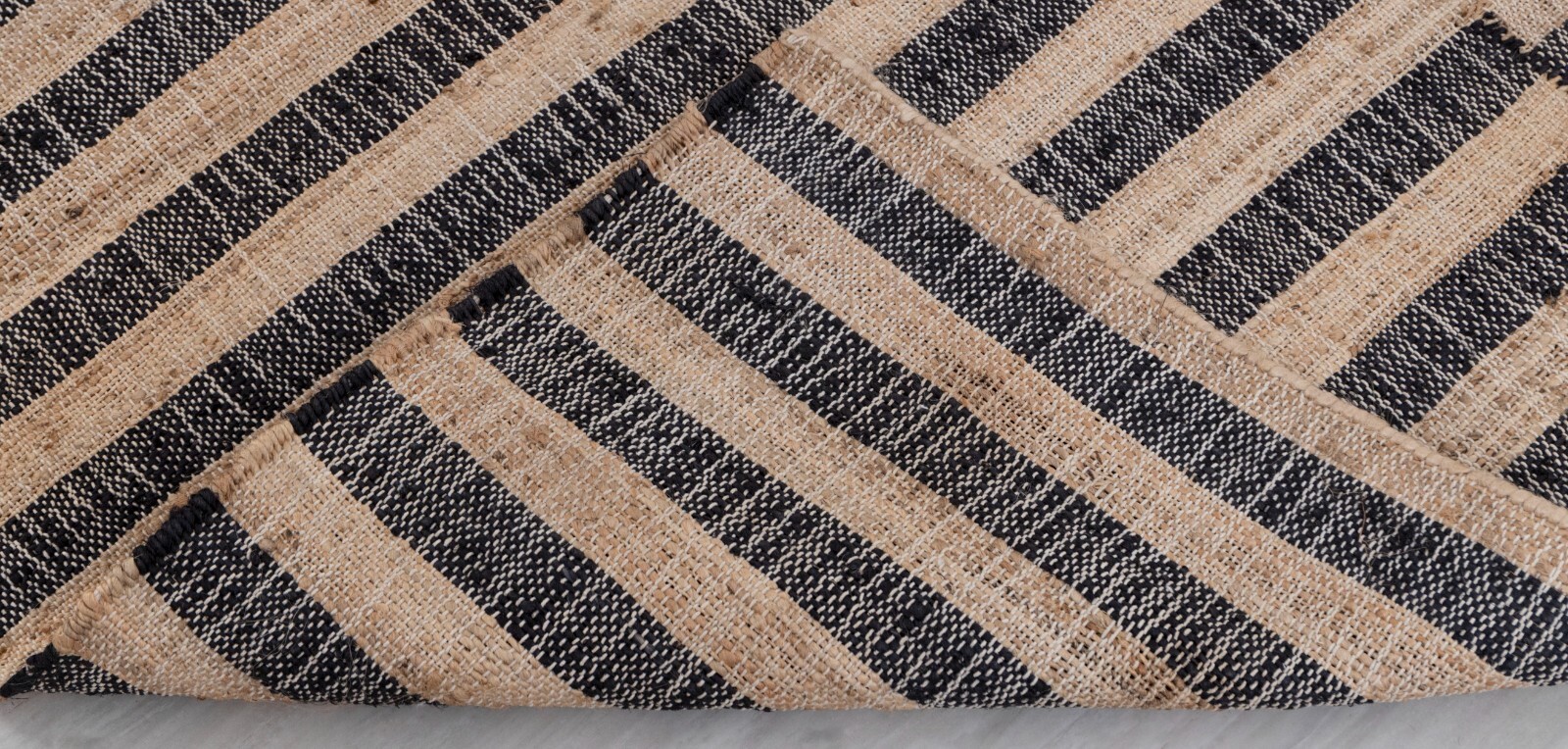 Natural Jute Black High Quality Hand Woven Geometric Boho Style Customize Rug