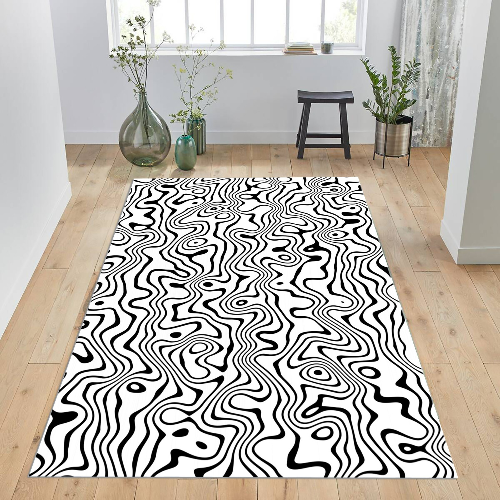 Distorted Ink Stripes, Floor Rug, Fashion Abstract Modern Carpets, Abstract Deco