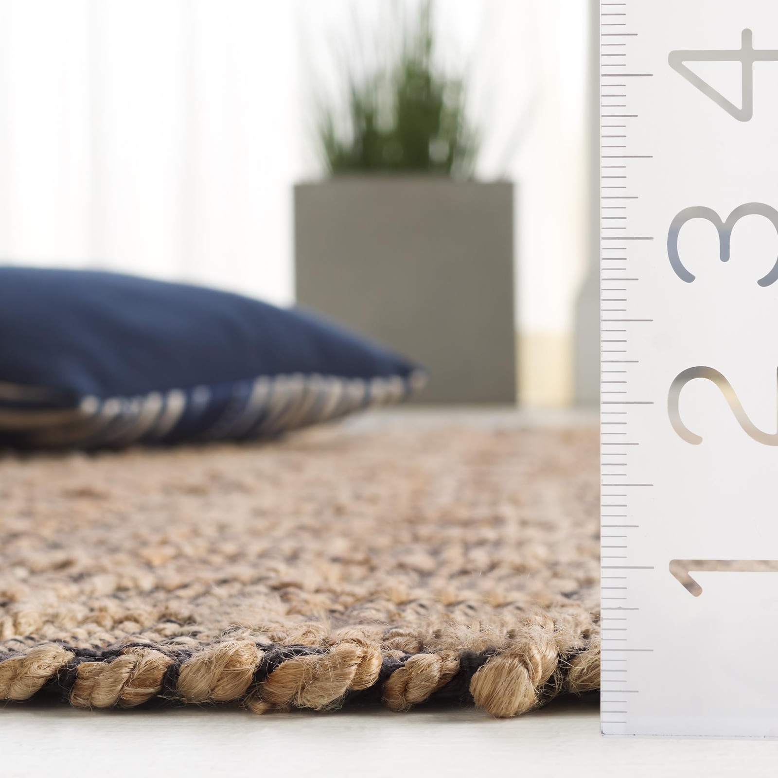 Area Rug 8×10 – Cape Cod Collection – Large – Charcoal & Natural, Handmade Ju…