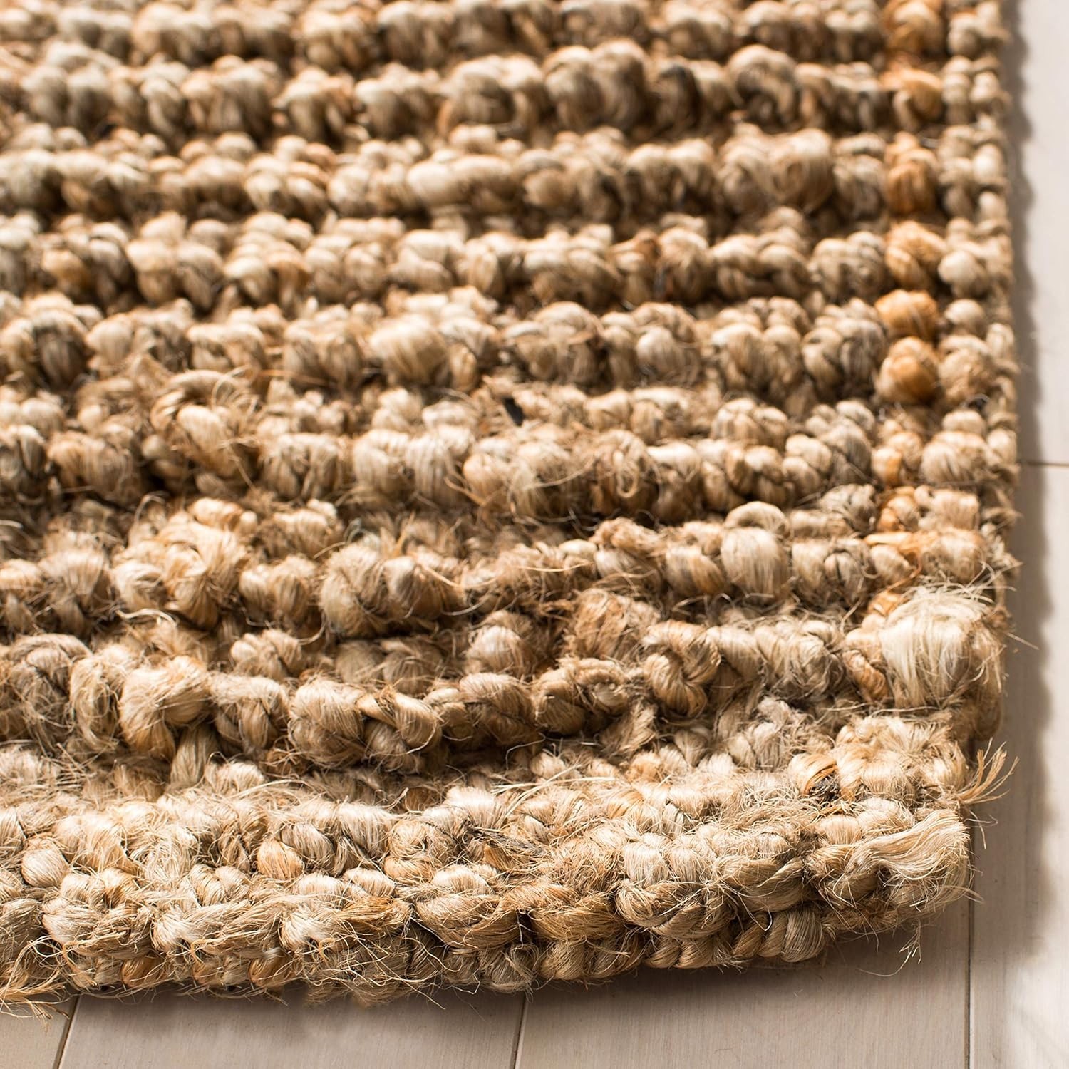 Jute Area Rug Farmhouse Style Natural Brown Handmade Thick Pile 2×4