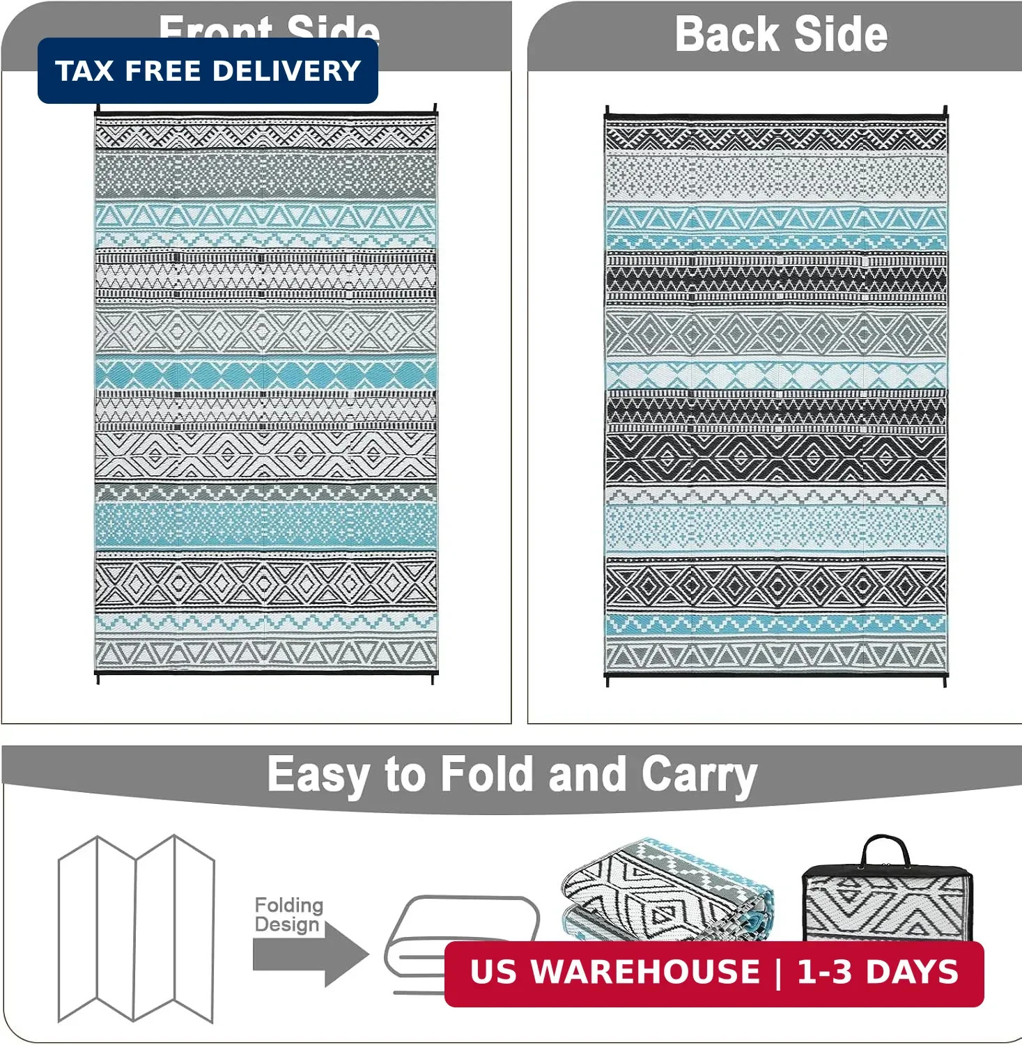 Outdoor Rug 10×20 Large Outdoor Plastic Straw Rug, Waterproof Reversible Plastic