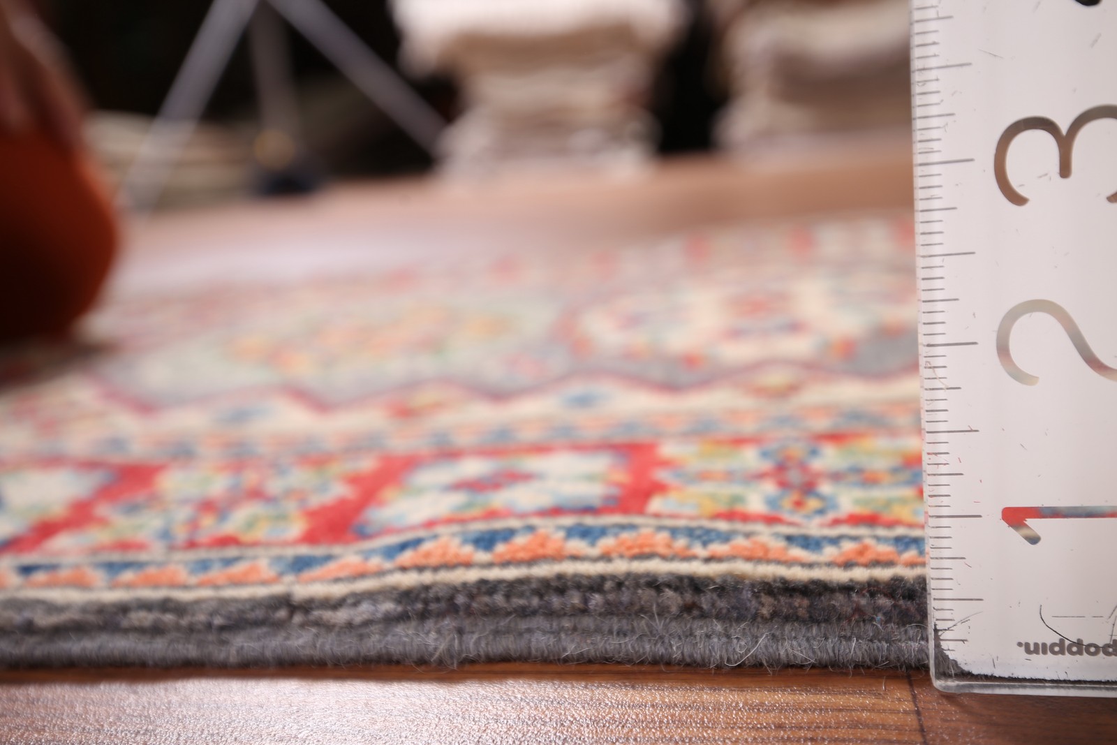 Gray Kazak Accent Rug 2×3 Hand-knotted Wool Geometric Oriental Carpet for Foyer