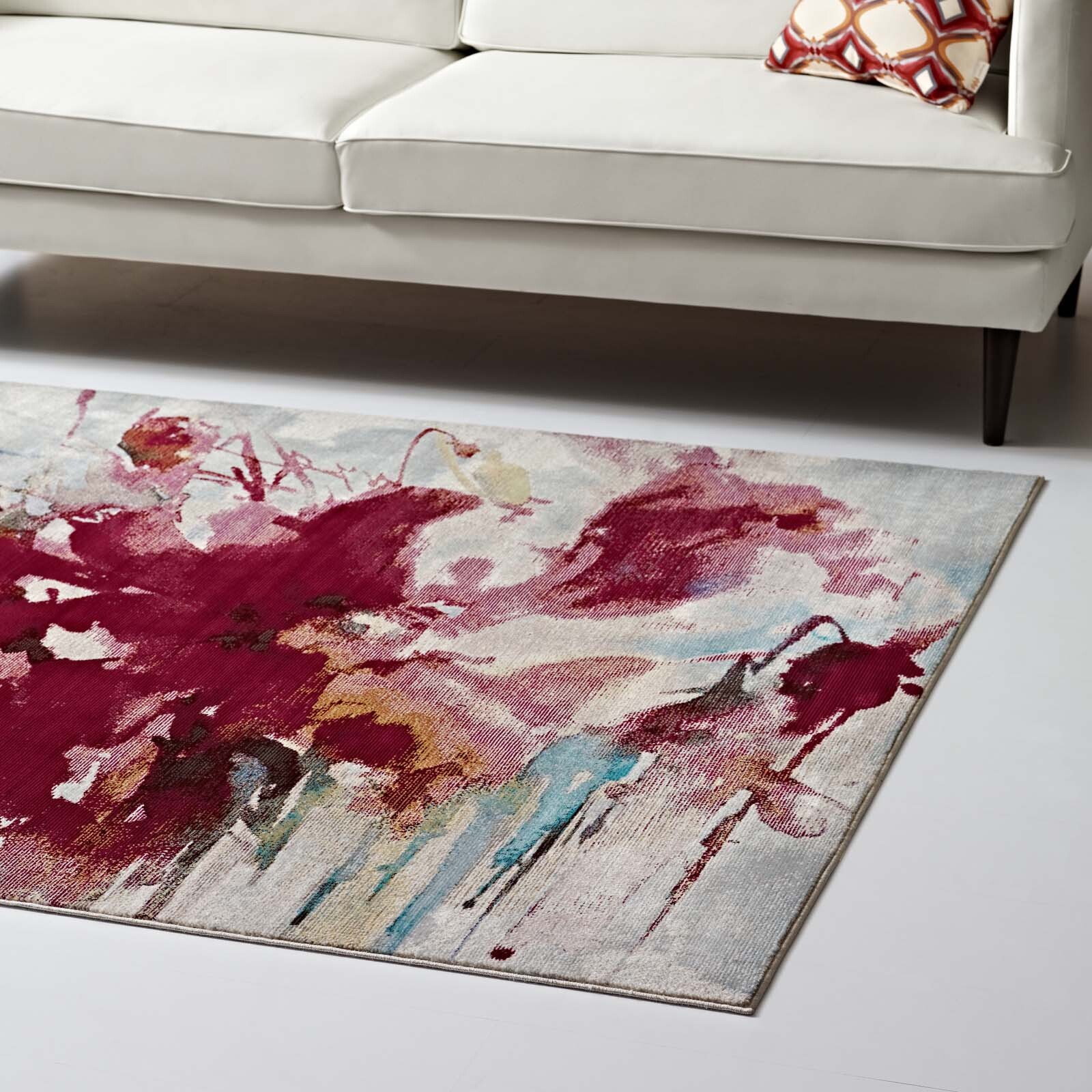 Modway Contemporary Modern Floral Abstract 4×6 Area Rug in Multicolored