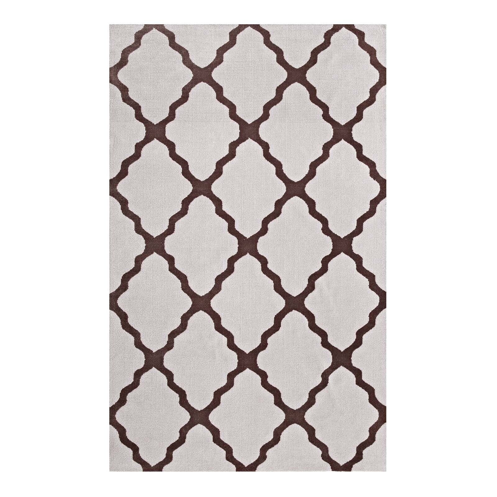 Modway Marja Moroccan Trellis 8×10 Area Rug in Brown and Gray