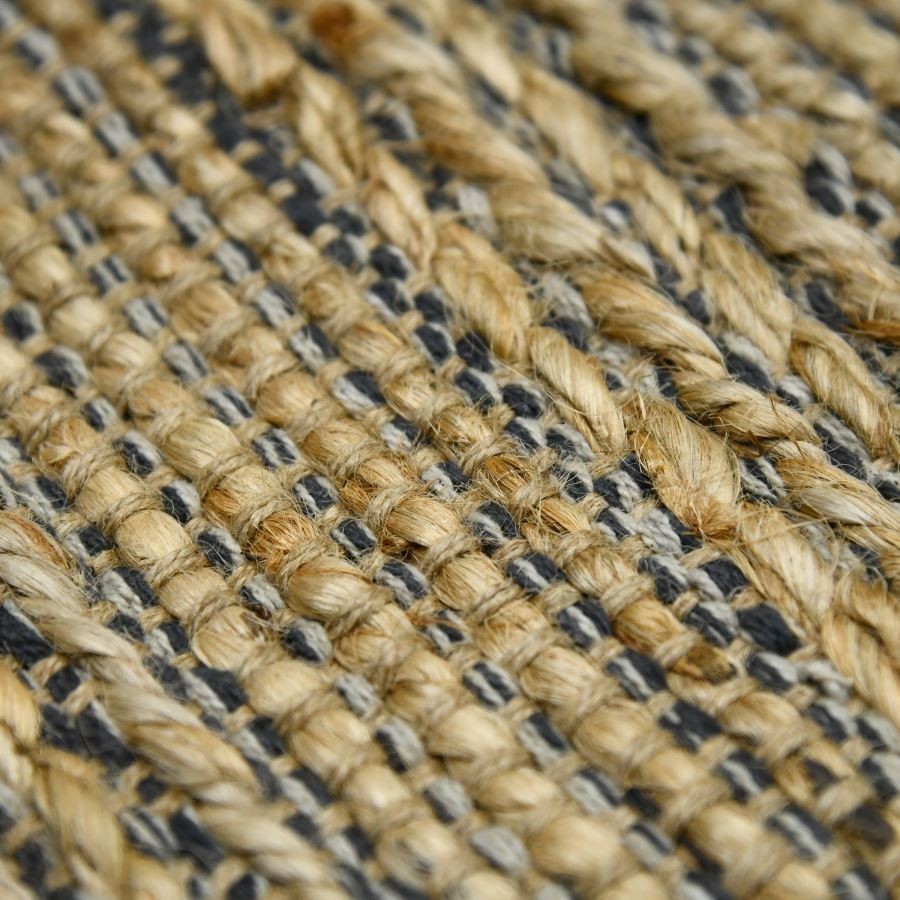 Vintage Style Wool Jute Kilim Rug 8×10 Handwoven Striped Beige Farmhouse