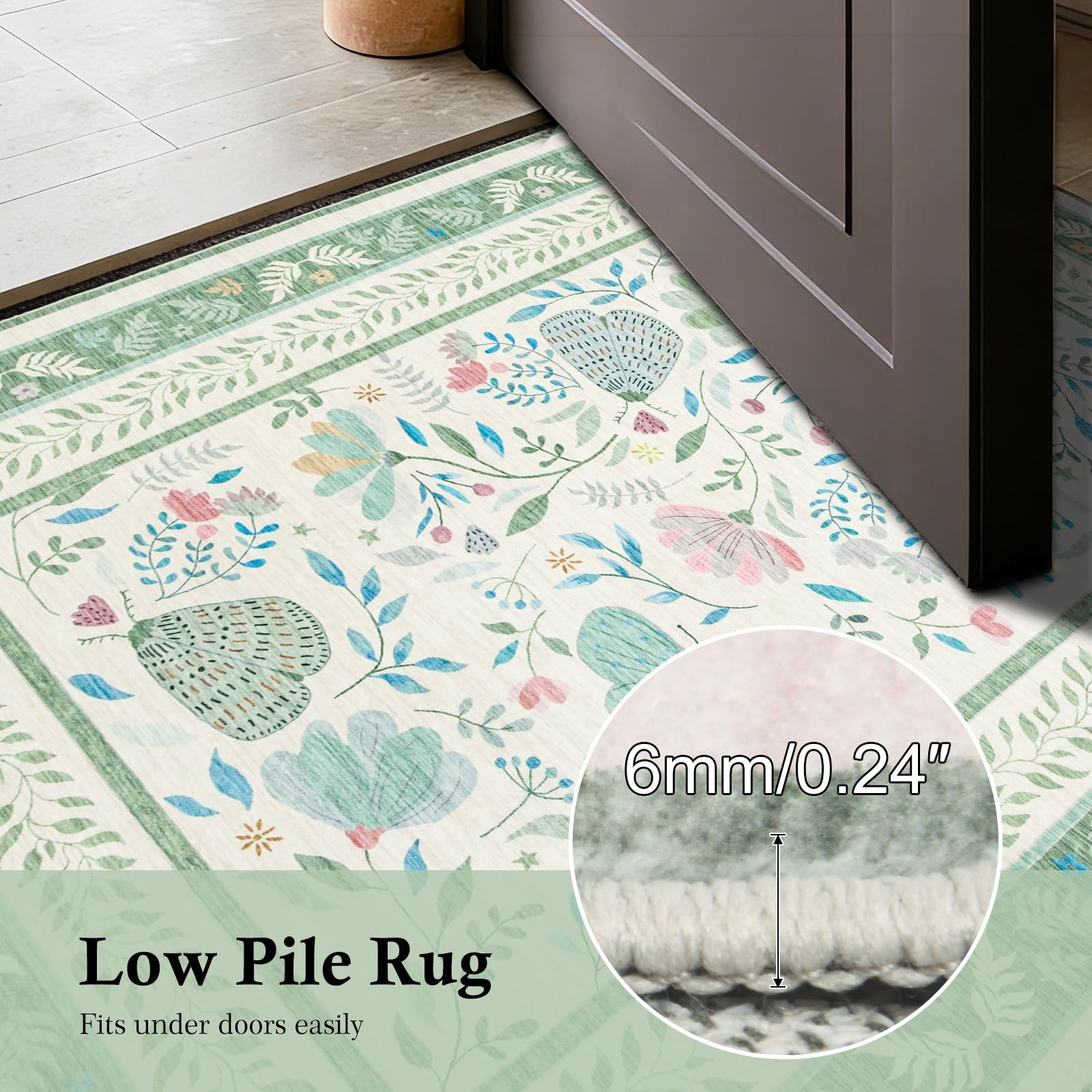 TerradWafs 5×7 Area Rugs for Living 5′ x 7′ (Rectangular), Farm | Sage Green
