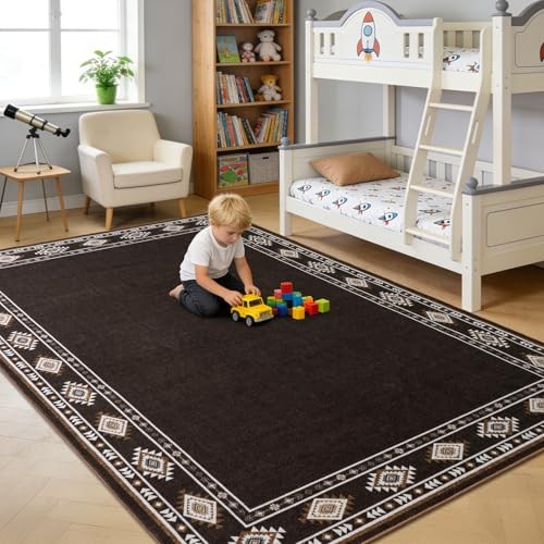 Large Area Rug for Bedroom Living Room, 5×7 Feet Ultra Soft Brown Rugs