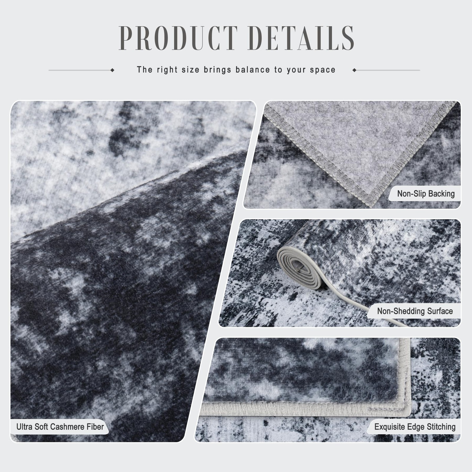 5×7 Area Rug Living Room Rug: Washable Modern Abstract Soft Thin Rug Indoor F…