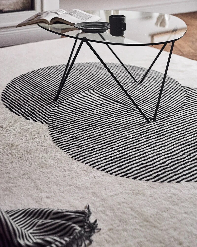 Hand-Tufted Bone White Wool Bedroom Living Room Area Rug Handmade Carpet Rug