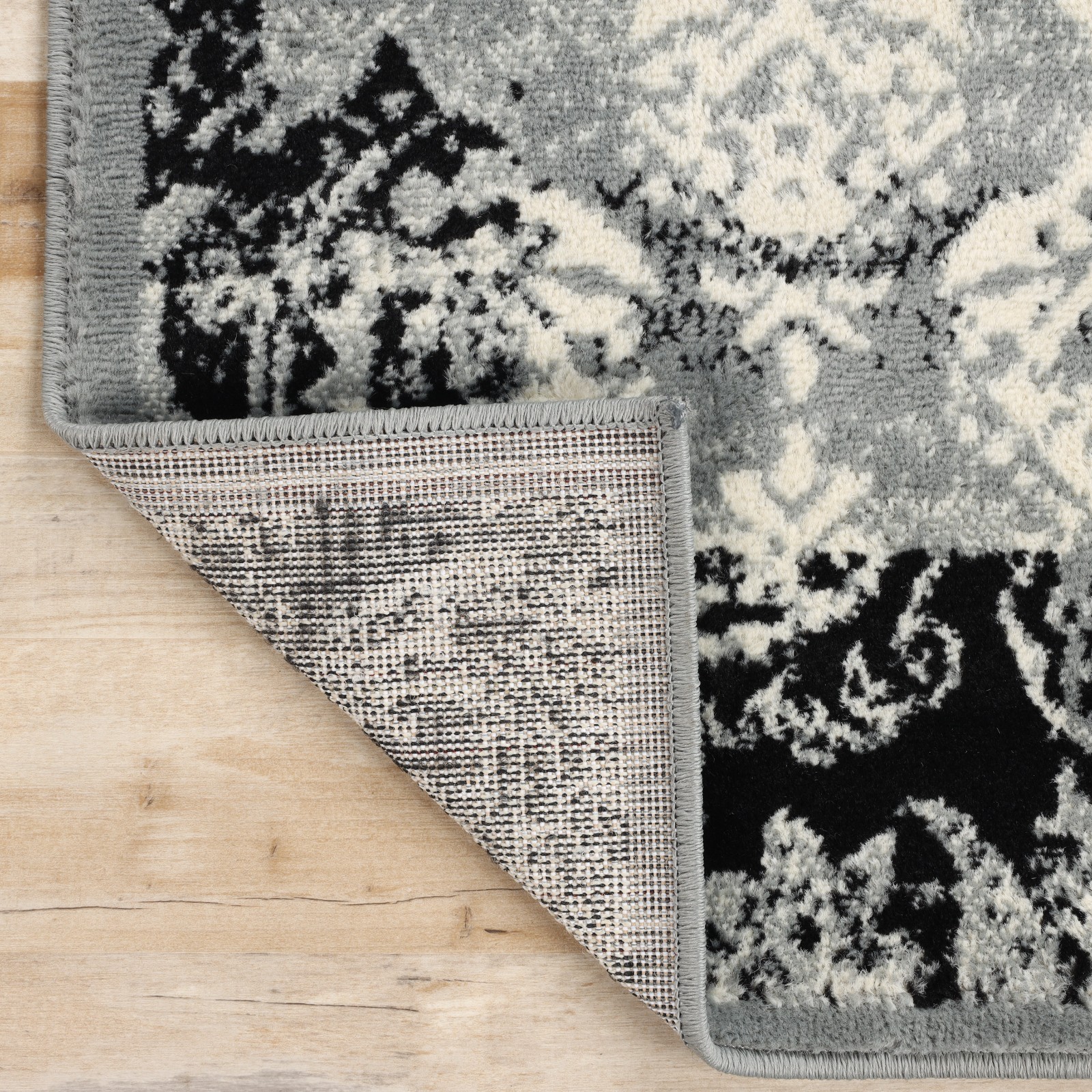Mystique Modern Geometric Damask Ornamental Colorfast Indoor Area Rug or Runner