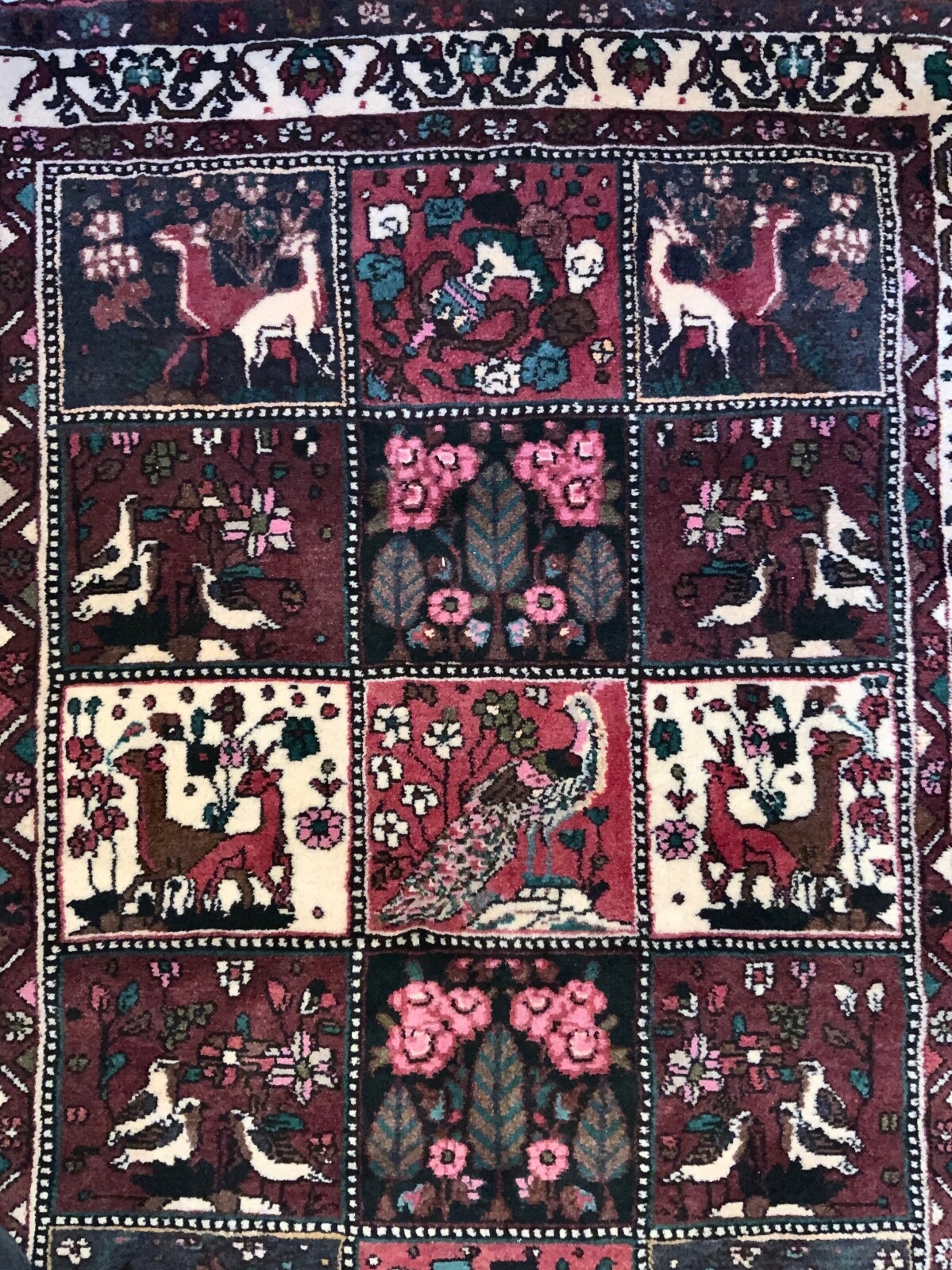 Bakhtiari Panel Garden Design Oriental Rug / 3.10 x 5′ Hand Knotted Wool