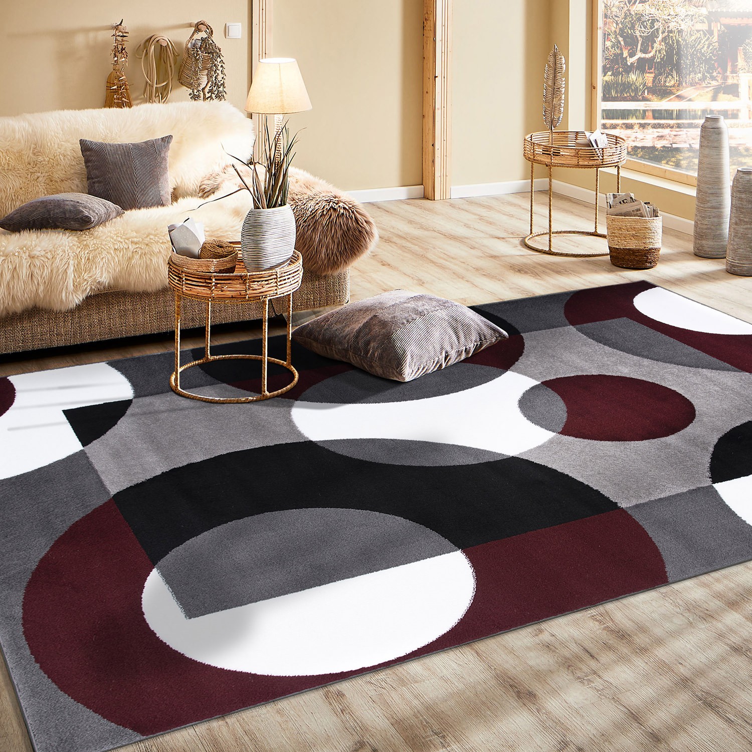Rugshop Area Rug Modern Geometric Carpet Rugs for Dining Room Turkish Rugs 6×9