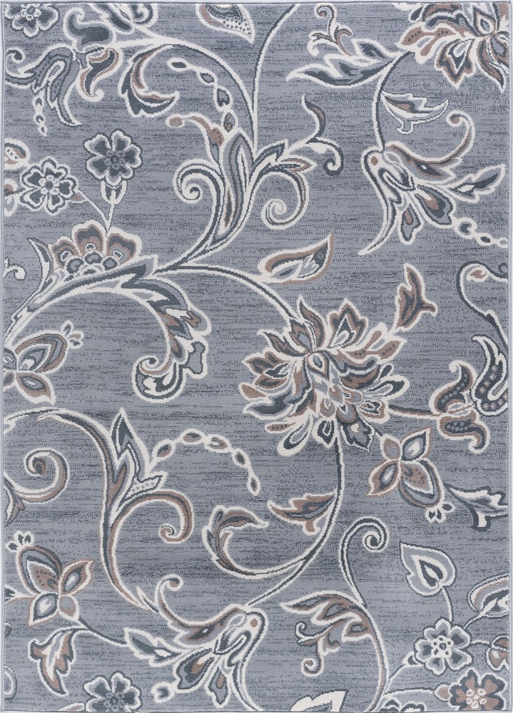 Gray Floral Machine Made Curls Vines Scrolls Runner MDN3509 – Aprx 2’3″x10′