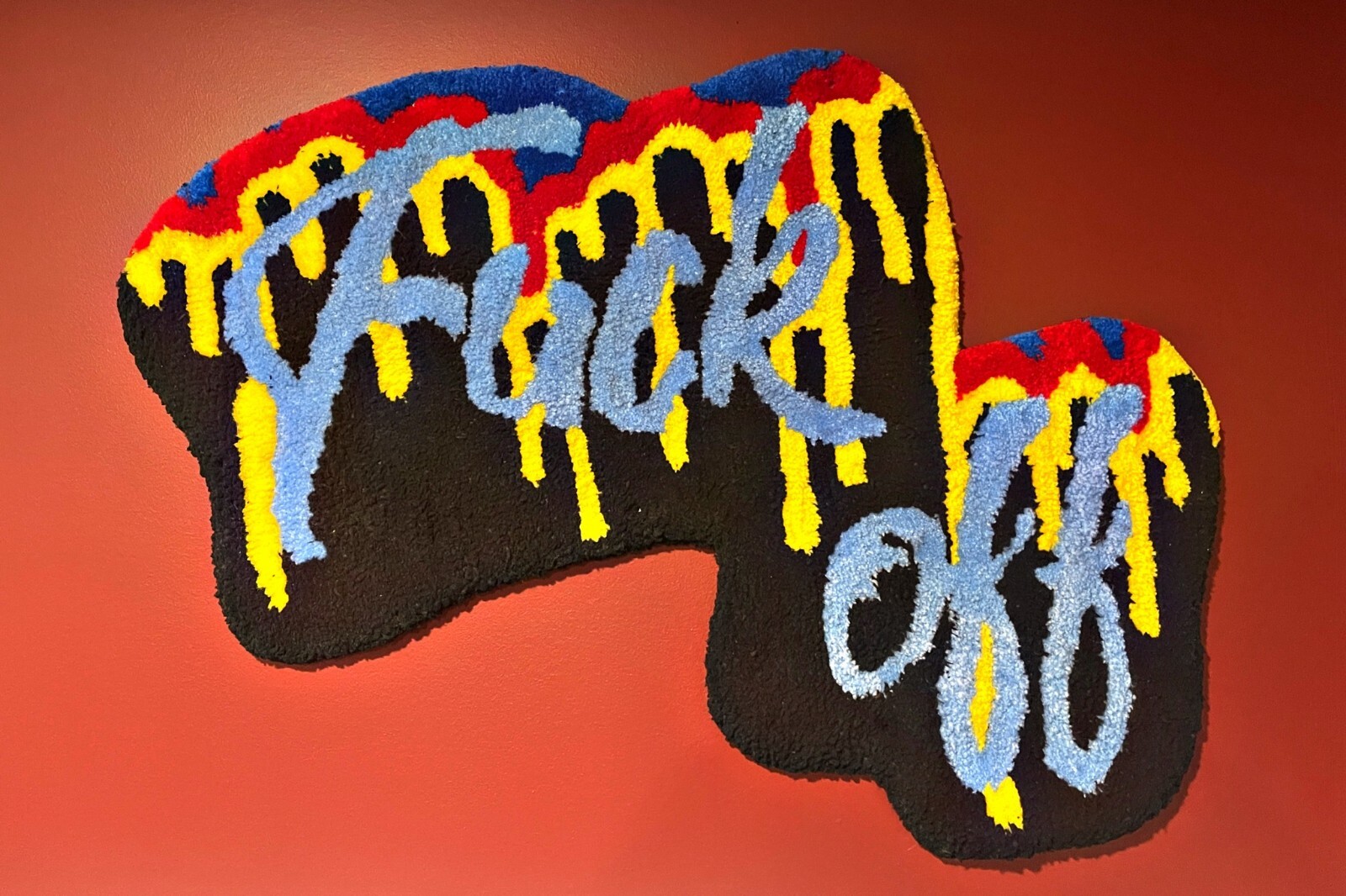 F Off Handmade Tufted Rug Acrylic Made To Order NYC Artist 25×20 In