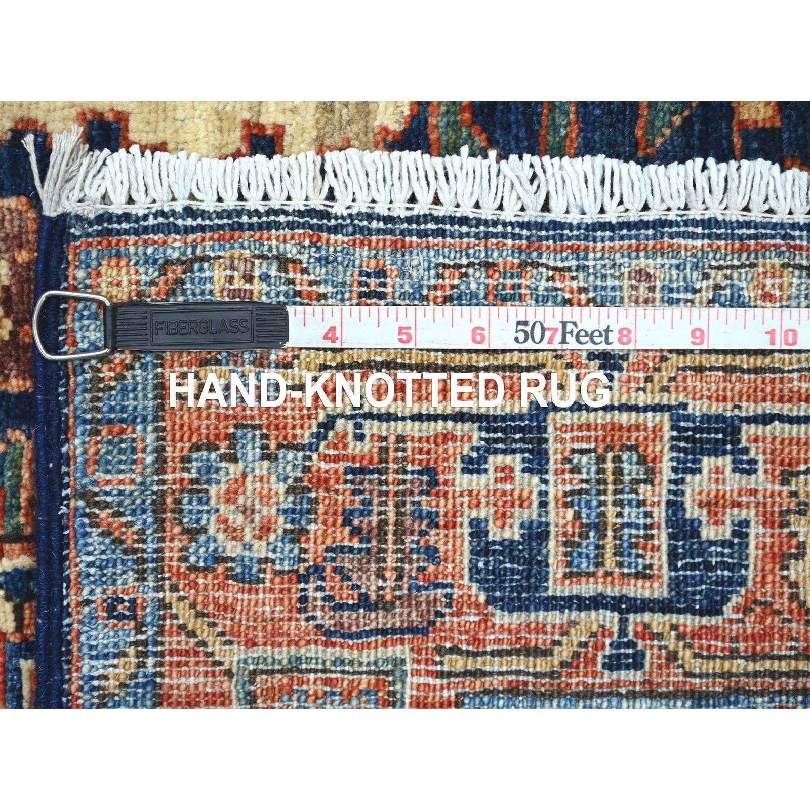 3’x15’7″ Blue Northwest Zoroastrian Gul Motif Hand Knotted Wool Runner Rug 21188