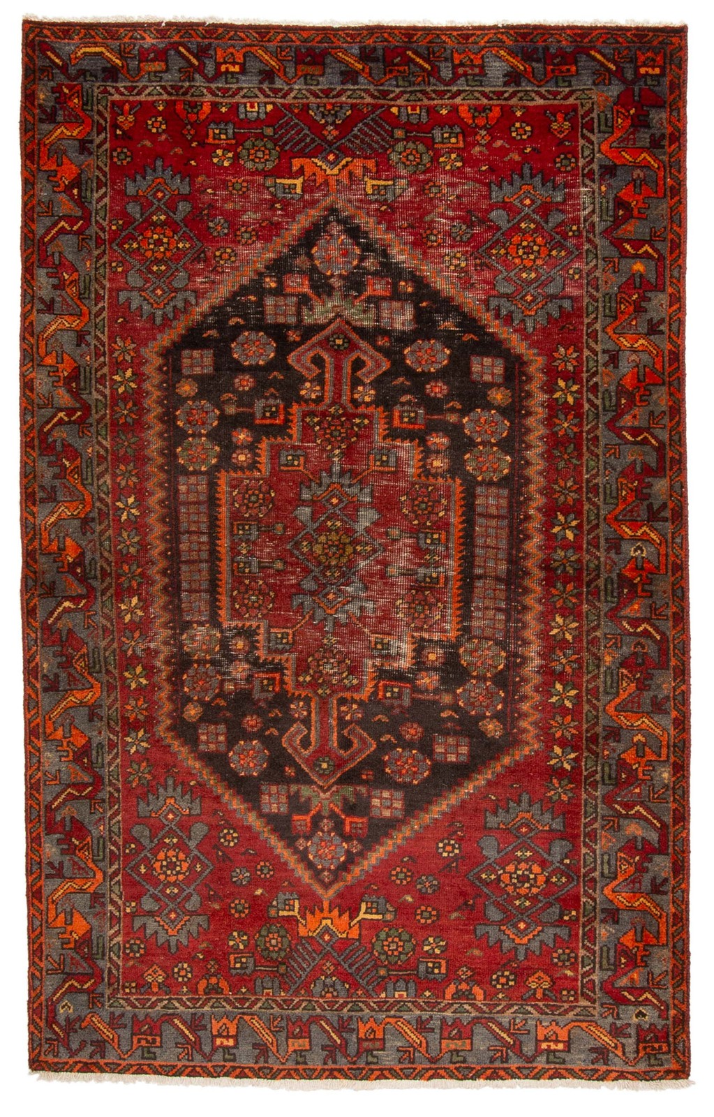 Vintage 4’1″ x 6’5″ Traditional Hand Knotted Vegetable Dye Wool Area Rug