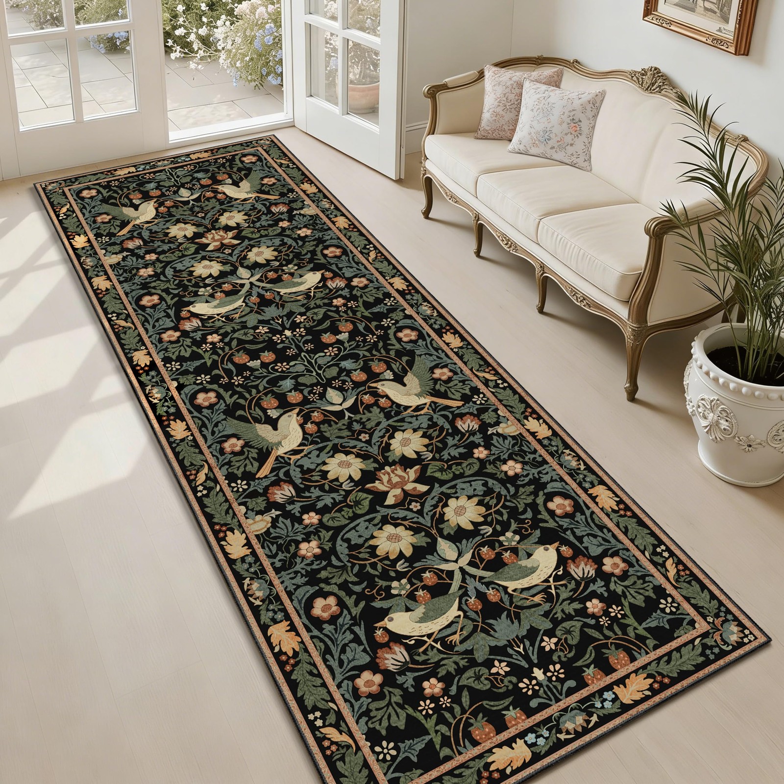Black Washable Runner Rug 2×6 Long Boho Rug Runners for Hallways