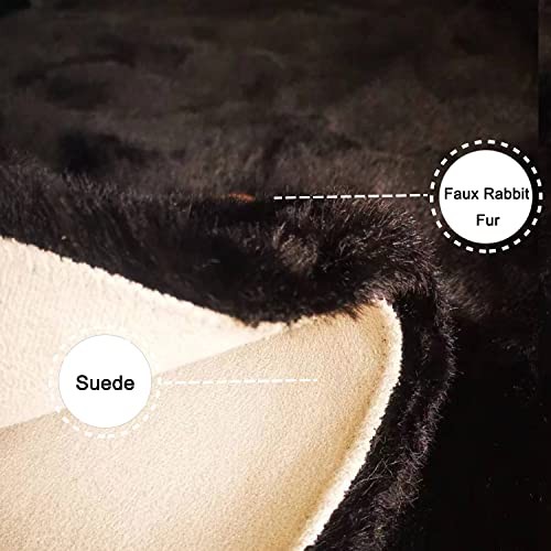 Soft Faux Sheepskin Fur Rug 2×4 Black Fluffy Bedside Rugs Plush Rug Shag