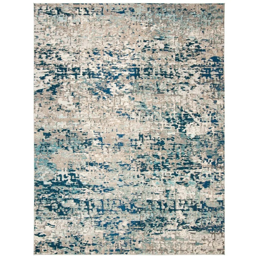 12×15 Blue Grey Rug Abstract Accent Modern Soft Carpet Luxury Indoor Comfy Soft