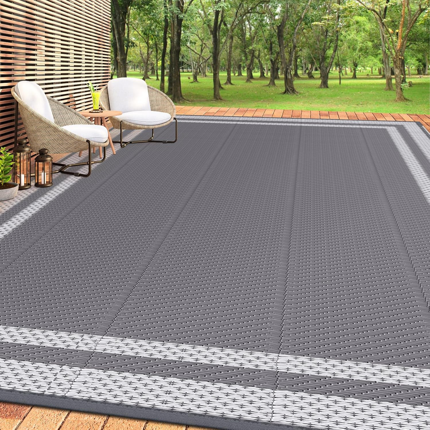 Reversible Outdoor Rug – Waterproof Camping Mat for Patio & Deck (8’X10′)