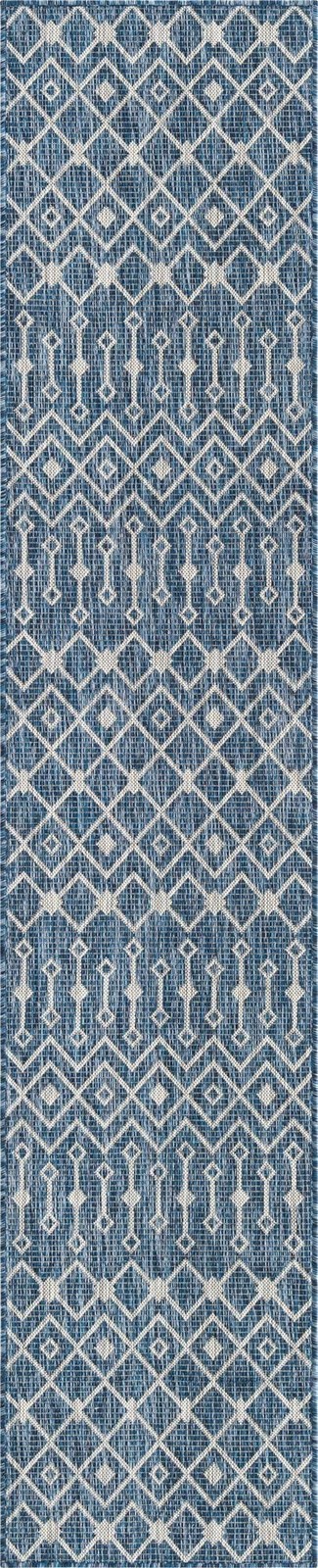 Unique Loom Outdoor Collection Area Rug – 2 X 10 Runner Blue/