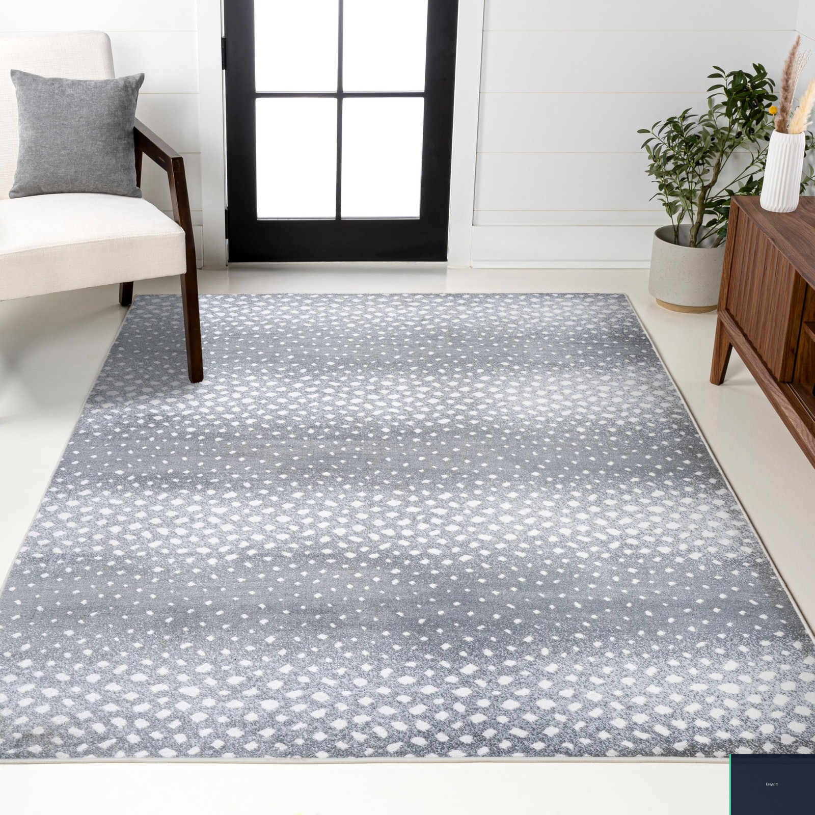 Area Rug Antelope Modern Animal Print Gray 3′ x 5′ Pet Friendly Stain Resistant