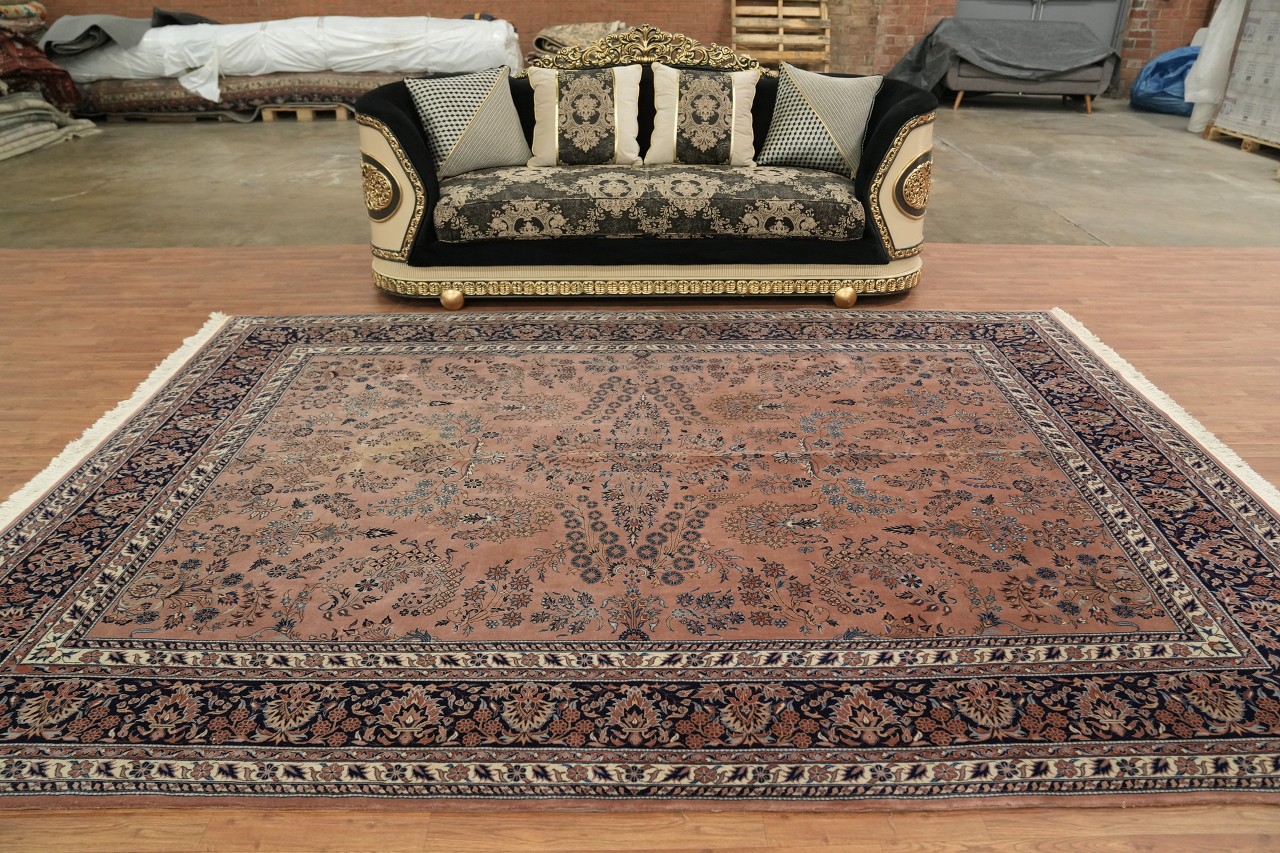 8×12 Traditional Hand-Knotted Wool Area Rug All-Over Tribal Oranges & Rust Tones