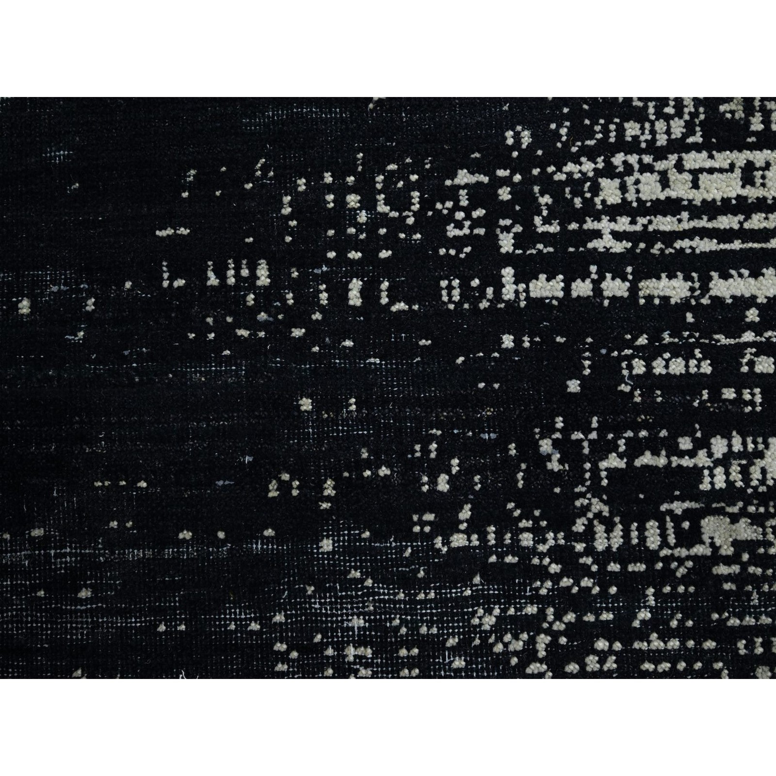 11’9″x15′ Ivory & Black Horizontal Ombre Design Hand Knotted Wool XL Rug 75927