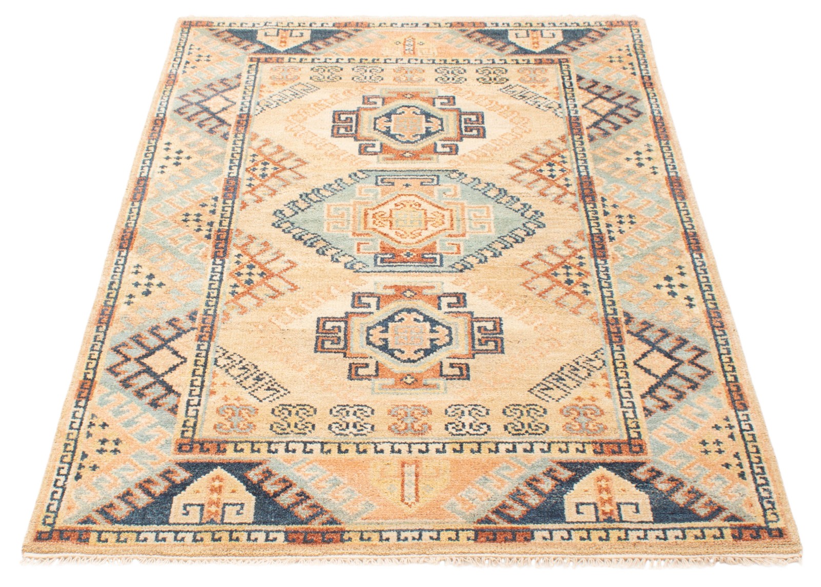 Traditional Hand-Knotted Geometric Carpet 5’5″ x 8’0″ Oriental Wool Area Rug