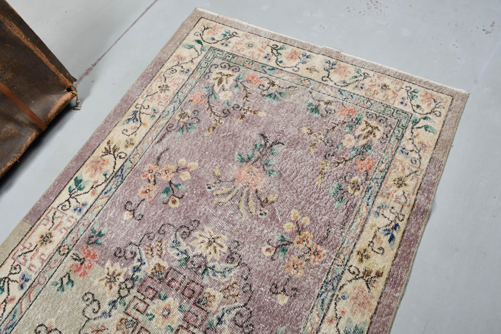 4,1×7,9 ft Turkish Rug, Vintage Area Rug, Brown Blue Bordered Rug