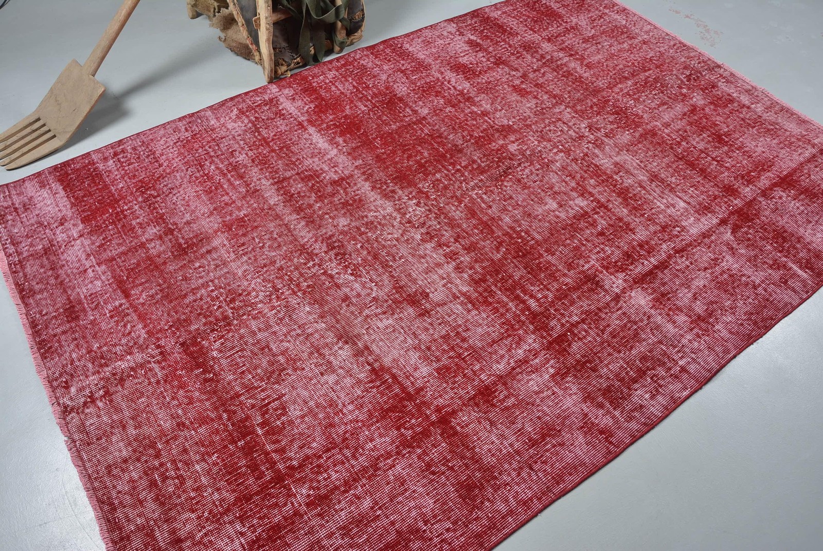 Vintage Turkish Rug 5,2×8 ft, Red Check Rug