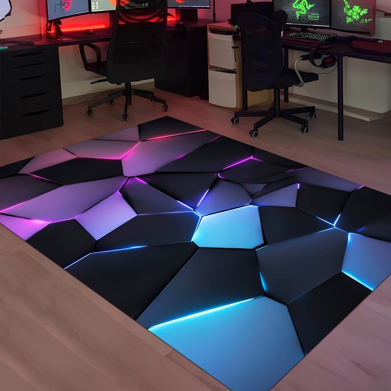 Gamer Rug,Gaming Rug,Game Rug,Geometric Rug,Colorful Rug,Play Room Rug,Neon Deco