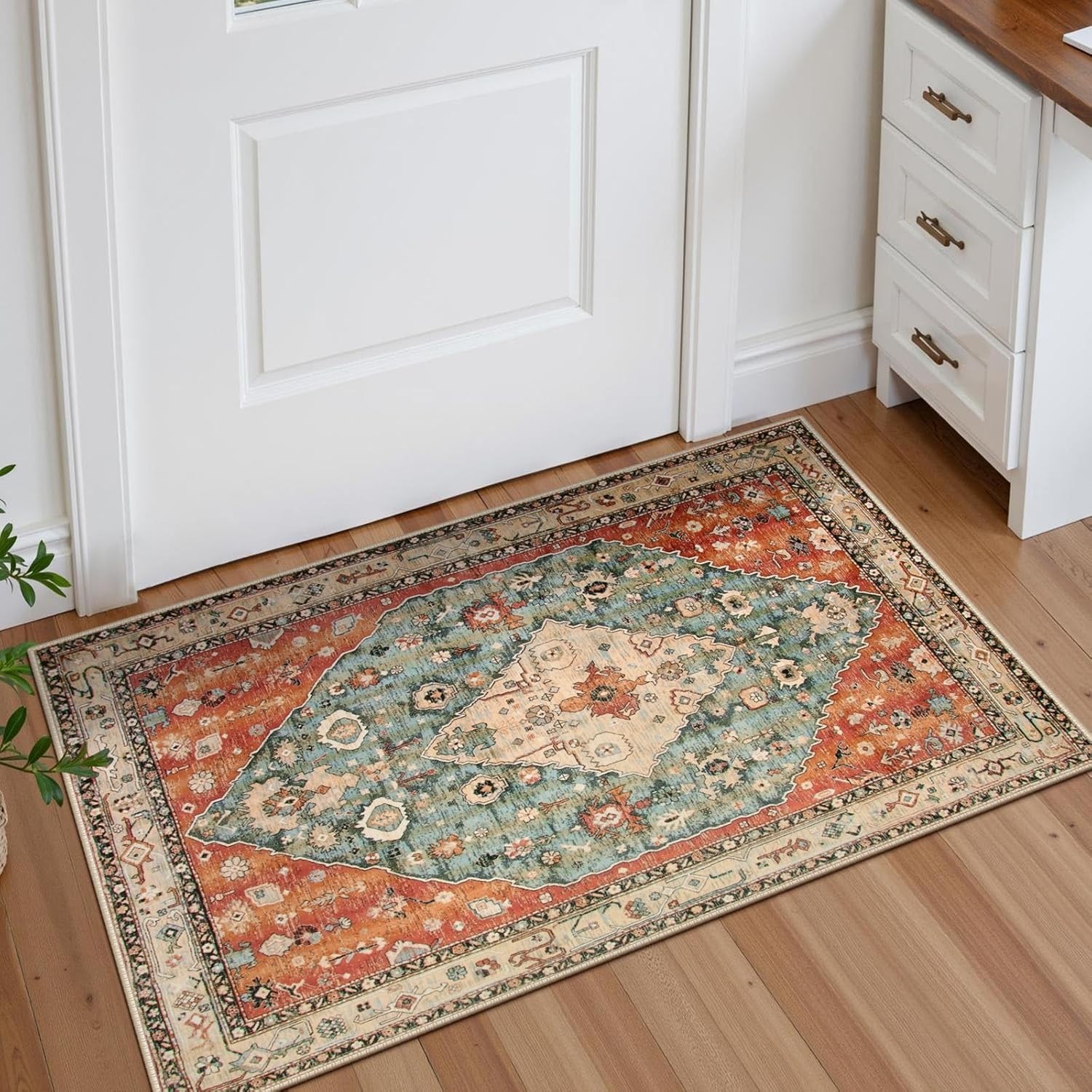 Geometric Tribal 2×3 Rug – Indoor Non-Slip, Machine Washable Design