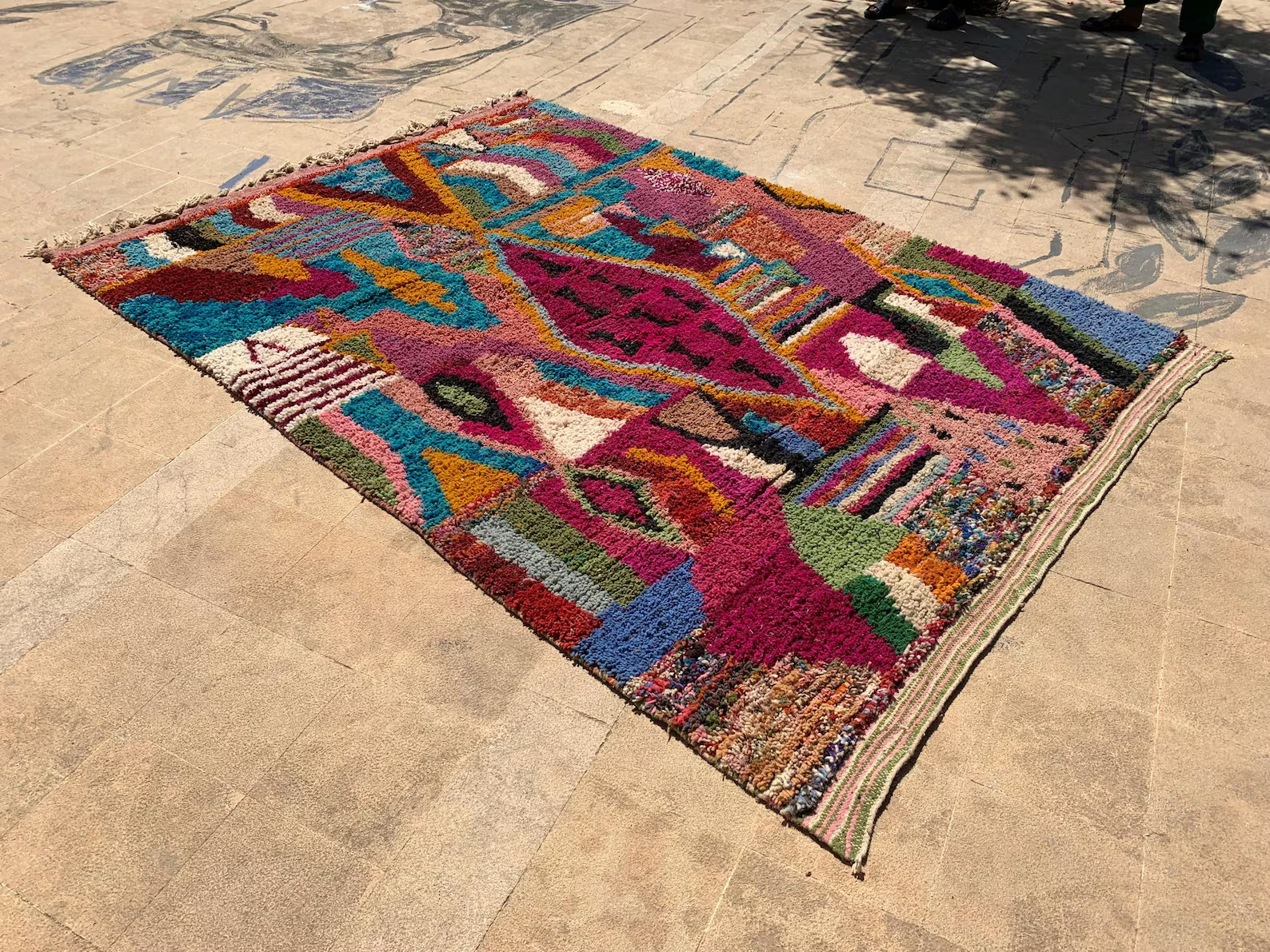 Handmade Boujaad Wool Rugs: Colorful Moroccan Berber Design Handmade Carpet Rug